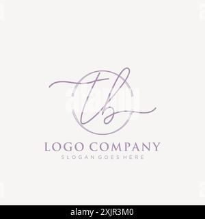 TB Initial handwriting with brush circle logo Stock Vector