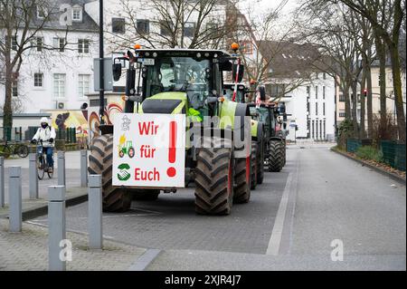 Farmer protest, denounce government plan for abolish agricultural diesel and vehicle tax exemptions, demonstration with tractors in the city of Stock Photo