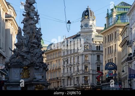 Wien, Austria - October 28, 2023 : A detailed view of historic architecture in Wien, Austria, with ornate statues and intricate details. Stock Photo