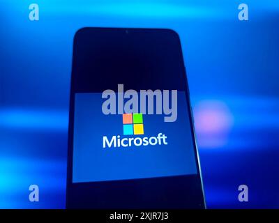 SUQIAN, CHINA - JULY 20, 2024 - Illustration Microsoft Blue Screen of Death, July 20, 2024, Suqian city, Jiangsu Province, China. Stock Photo
