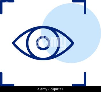Eye scanning. Visual recognition and biometric identification. Pixel perfect, editable stroke vector icon Stock Vector