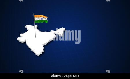 Indian flag on 3d map of India with copy space Stock Photo - Alamy
