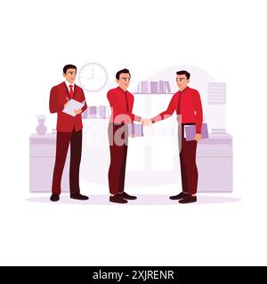 Concept of making a deal and shaking hands. Business deal, agreement or collaboration document, contract, or successful negotiation.Concept of making Stock Vector