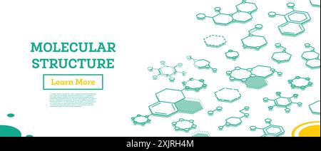 Molecular structure. Isometric outline concept. Medicine researching, DNA or chemistry science. Vector illustration. Stock Vector