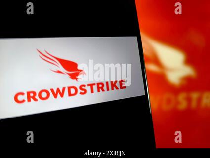 SUQIAN, CHINA - JULY 20, 2024 - Illustration A critical error in CrowdStrike's software update caused a blue screen of death on Windows computers arou Stock Photo
