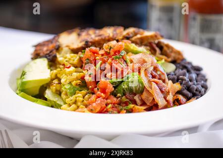 A closeup view of a Southwestern style mixed salad. Stock Photo