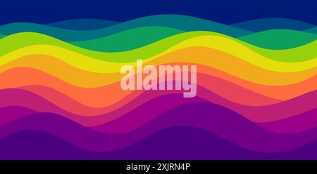 Colorful, rainbow waves, seamless, abstract, gradual background illustrate the sea or ocean water surface Stock Vector