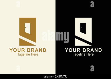 letter M abstract logo. letter M with door. initials letter logo concept. creative logo professional. simple design editable Stock Vector
