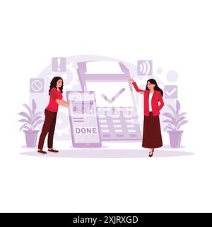 Cashless payment processes using NFC technology on smartphones. Code scan, card scanner, and reader. Trend Modern vector flat illustration. Stock Vector