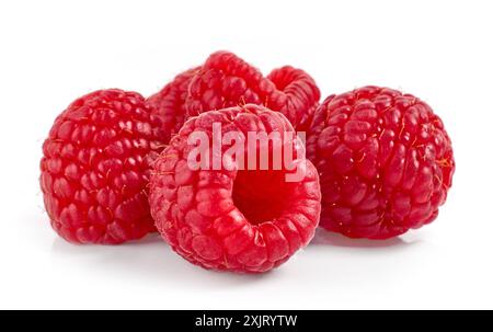 fresh ripe raspberries isolated on white background Stock Photo