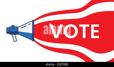 Megaphone or loudspeaker with speech bubble and vote word. Stock Vector