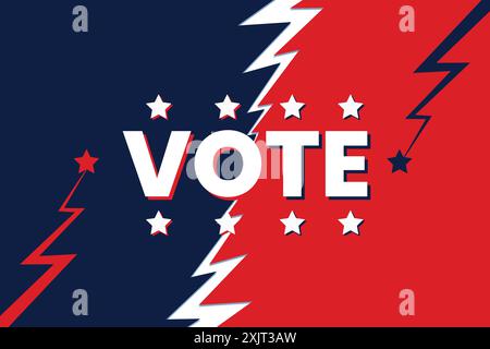 Call to vote banner. Vote word on the blue and red background. Stock Vector