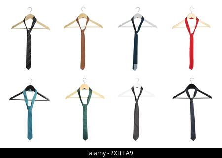 Many different ties isolated on white, set Stock Photo