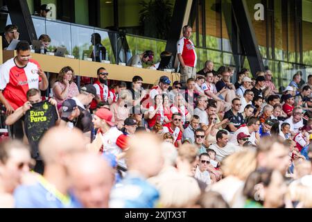 Rotterdam, The Netherlands. 20th July, 2024. Rotterdam - Fans of Feyenoord during the third friendly match in preparation of the Eredivisie season 2024/2025 between Feyenoord and Cercle Brugge K.S.V. at Nieuw Varkenoord on 20 July 2024 in Rotterdam, The Netherlands. Credit: box to box pictures/Alamy Live News Stock Photo