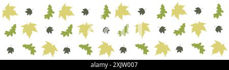 Seamless background of autumn leaves. Pattern of tree leaves Pattern of silhouettes of leaves on isolated white background Stock Photo