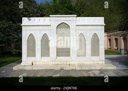 The Tomb of the Mughul Emperor Babur, founder of the Mughal dynasty of northern India, is located in Babur Garden (Bagh-e Babur) Kabul, Afghanistan. Stock Photo