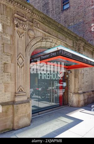 NYC Chinatown: Theater entrance of DCTV’s home in the former Engine Company 31 firehouse, at 87 Lafayette Street. Stock Photo