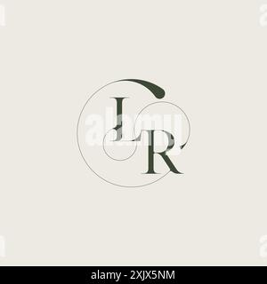 beautifull monogram initial elegant line concept LR feminine wedding style letter Stock Vector