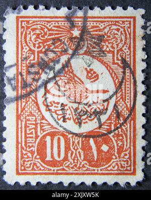 ISTANBUL, TURKEY - JANUARY 25, 2021: Ottoman Empire stamp circa 1901 Stock Photo