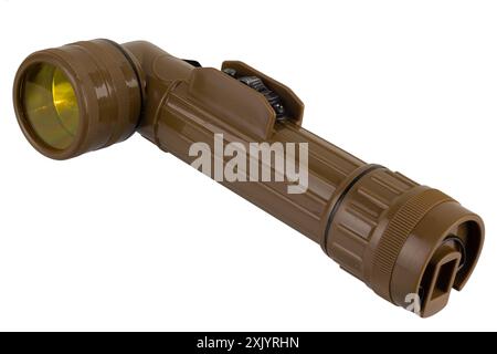 vintage military style flashlight isolated on white background Stock ...