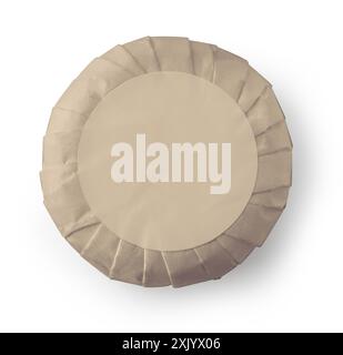 Pleated rounded hotel soap isolated on white background with clipping path Stock Photo