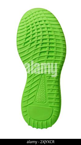 Green sole of shoes. Bottom of sneakers on a white background is insulated. with clipping path Stock Photo