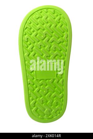 Green sole of shoes. Bottom of sneakers on a white background is insulated. with clipping path Stock Photo
