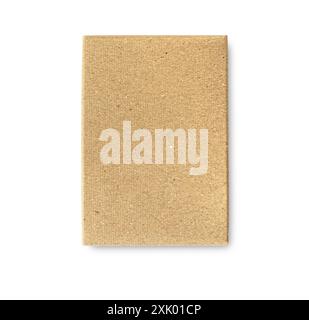 Small Brown Craft Paper or Carton Box with lid Mock up isolated on white background. Top view. Stock Photo