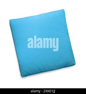 Light Blue Fabric Pillow puffy isolated on White Background with clipping path Stock Photo