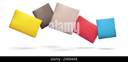 Colour Fabric Pillows puffy isolated on White Background Stock Photo