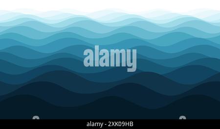Blue waves abstract gradual background illustrate the sea or ocean water surface Stock Vector