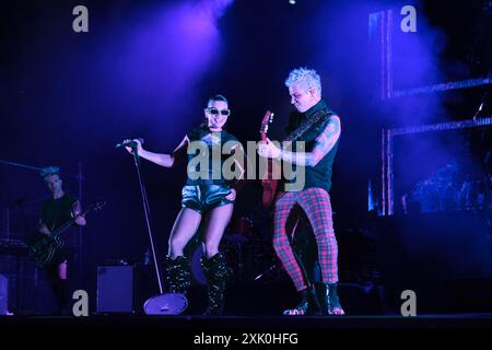 Lanciano, Italy. 19th July, 2024. Italian singer Emma Marrone performs during a concert with her 'Summer Tour 2024' at the Villa delle Rose Park in Lanciano. (Photo by Elena Vizzoca/SOPA Images/Sipa USA) Credit: Sipa USA/Alamy Live News Stock Photo