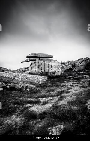 Rocks at the top of Rough Tor on Bodmin Moor in Cornwall, England, UK Stock Photo