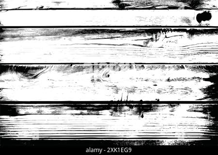 Black and white wood texture background. Old Planks Overlay Background for your design. Vector illustration. Grunge black detailed texture. Stock Vector