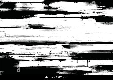 Grunge background black and white. Monochrome texture. Vector pattern of cracks, chips, scuffs. Grainy Grunge Background. Dirty in stains and dust. Stock Vector