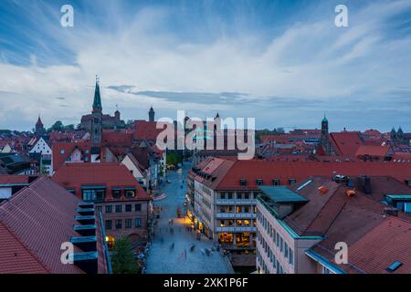 Panoramic view of Nuremberg's old town and the Imperial Castle, Germany. Stock Photo