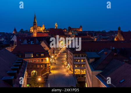 Panoramic view of Nuremberg's old town and the Imperial Castle, Germany. Stock Photo