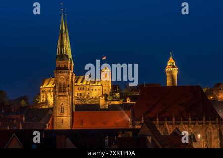 Panoramic view of Nuremberg's old town and the Imperial Castle, Germany. Stock Photo