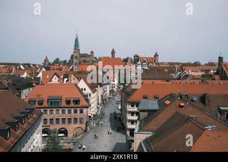 Panoramic view of Nuremberg's old town and the Imperial Castle, Germany. Stock Photo