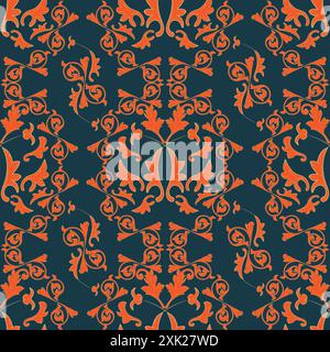 Seamless pattern with leaf ornaments; Damask wallpaper Stock Vector