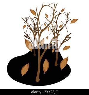 trees with falling leaves; icon for late Autumn Stock Vector