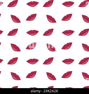 Seamless repeating pattern of lips on a white background Stock Vector