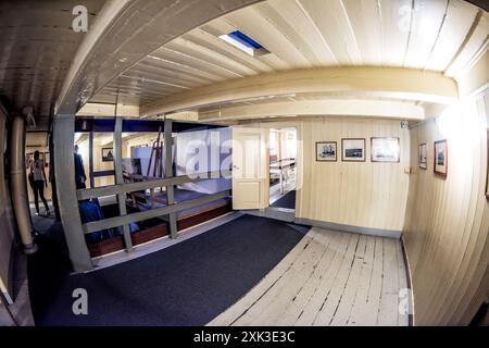 OSLO, Norway — Interior of the historic polar exploration ship, The Fram. The Fram Museum, set against the backdrop of the bustling Oslo harbour, is home to the legendary polar ship Fram. The museum is renowned for its impressive presentation of the history of Norwegian polar exploration. Stock Photo