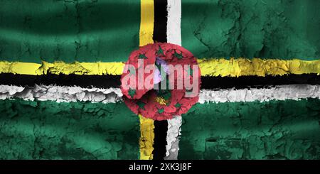 Dominica flag - realistic waving fabric flag Stock Photo