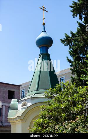 Exterior view of the Russian Orthodox Church of Alexander Nevskiy on Marjanishvili Street, Tbilisi, Georgia. Stock Photo