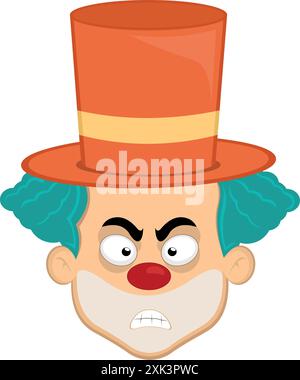 vector illustration face character clown cartoon, with an angry expression Stock Vector