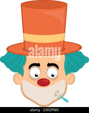 vector illustration face character clown cartoon, spitting saliva Stock Vector