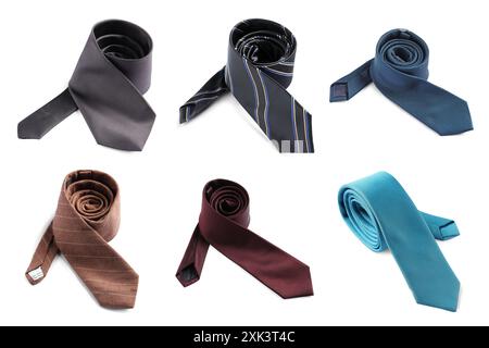 Many different ties isolated on white, set Stock Photo