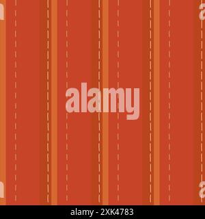 Red vertical striped seamless pattern with hand drawn dashed stitches Stock Vector