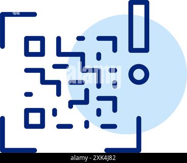 Qr code scan and exclamation mark. Security notification, error alert. Pixel perfect, editable stroke vector icon Stock Vector